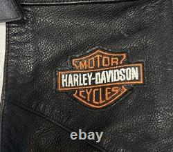 Harley Davidson Chaps Mens M Bar-Shield Black Leather Stock 98090-06VM Snap/Zip