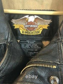 Harley Davidson Defender Embossed Bar Shield Black Leather 97006-02VM Jacket L