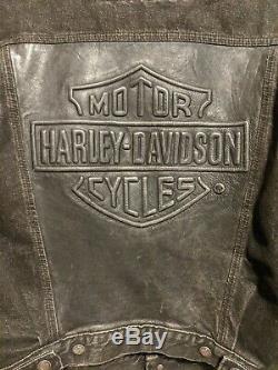 Harley-Davidson Denim Jacket with Leather Bar & Shield Men's L Great Cond