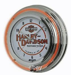 Harley-Davidson Double Neon Trademark Long Bar & Shield Wall Clock HDL-16623