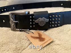 Harley-Davidson Eagle Bar & Shield Leather Belt with100th Anniversary Buckle