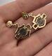 Harley-davidson Earrings Dangle Bar & Shield Nail Head 10k Yellow Gold 3.7 Grams