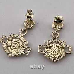 Harley-Davidson Earrings Dangle Bar & Shield Nail Head 10K Yellow GOLD 3.7 Grams