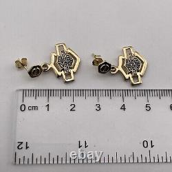 Harley-Davidson Earrings Dangle Bar & Shield Nail Head 10K Yellow GOLD 3.7 Grams