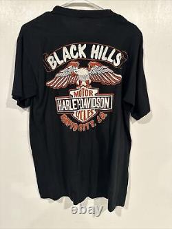 Harley Davidson For Bikers Only Bar & Shield Black Hills Vintage T Shirt X Large