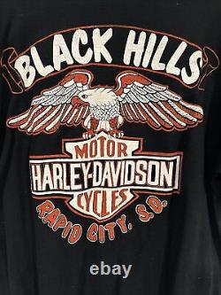 Harley Davidson For Bikers Only Bar & Shield Black Hills Vintage T Shirt X Large