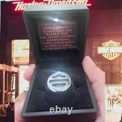 Harley-Davidson GHOST Bar & Shield Silver Ring lighted message box Husband gift