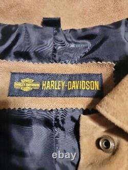 Harley Davidson Gauges Suede Leather Jacket Bar and Shield Tan 1w