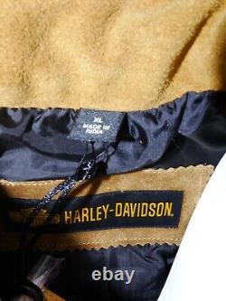 Harley Davidson Gauges Suede Leather Jacket Bar and Shield Tan XL 98040-19VW