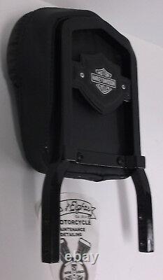 Harley Davidson Gloss Black Bar & Shield Sissy Bar, Pillow Top Backrest Pad Logo