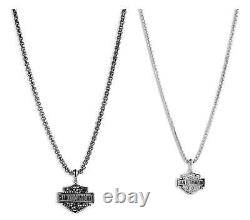 Harley-Davidson His & Hers Bar & Shield Crystal Logo Necklace Set 22 & 16 Inch