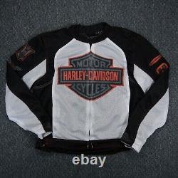Harley Davidson Jacket Men Large White Mesh Riding Gear Willie G Bar Shield