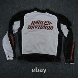 Harley Davidson Jacket Men Large White Mesh Riding Gear Willie G Bar Shield
