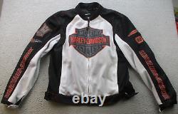 Harley-Davidson Jacket Men's Medium Mesh Riding Hydration White Black Bar Shield