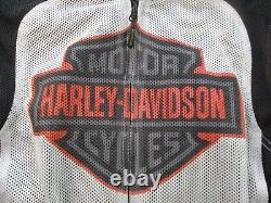 Harley-Davidson Jacket Men's Medium Mesh Riding Hydration White Black Bar Shield