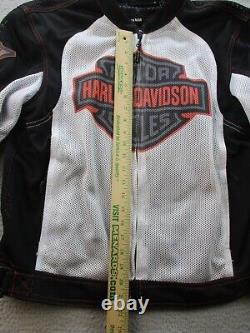 Harley-Davidson Jacket Men's Medium Mesh Riding Hydration White Black Bar Shield