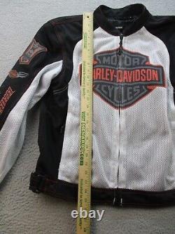 Harley-Davidson Jacket Men's Medium Mesh Riding Hydration White Black Bar Shield