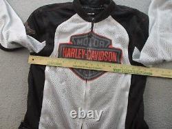 Harley-Davidson Jacket Men's Medium Mesh Riding Hydration White Black Bar Shield