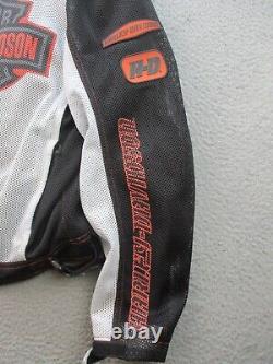 Harley-Davidson Jacket Men's Medium Mesh Riding Hydration White Black Bar Shield