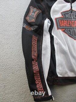 Harley-Davidson Jacket Men's Medium Mesh Riding Hydration White Black Bar Shield