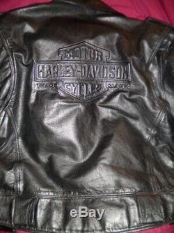 Harley Davidson LG VTG BOISE Leather Jacket Embossed Bar & Shield 98125-96VM USA