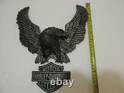 Harley Davidson Large Cast Metal Eagle Bar & Shield 13x11 Emblem Set As Shown