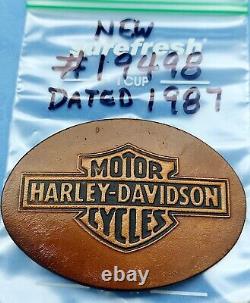 Harley Davidson Leather Bar & Shield Belt Buckle Made By Lex & Dated 1987 New