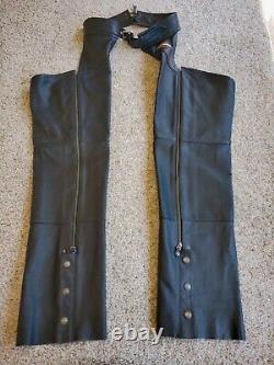 Harley-Davidson Leather Chaps Large Mens Bar & Shield Stock Zip Snap 98090-06VM