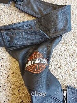 Harley-Davidson Leather Chaps Large Mens Bar & Shield Stock Zip Snap 98090-06VM