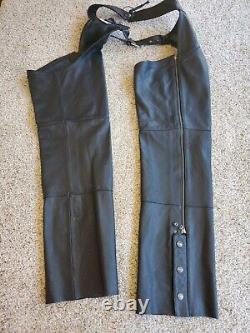 Harley-Davidson Leather Chaps Large Mens Bar & Shield Stock Zip Snap 98090-06VM