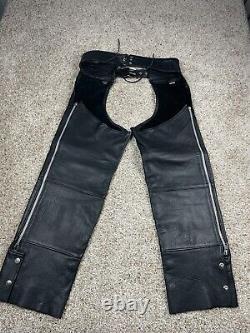 Harley-Davidson Leather Chaps Large Women's Bar & Shield Stock Zip Snap