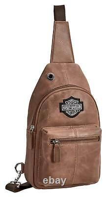Harley-Davidson Leather Chest Sling Backpack, Bar & Shield Logo Palomino Brown