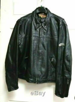 Harley Davidson Leather Jacket Heavy Weight Lined Embossed Bar & Shield LARGE