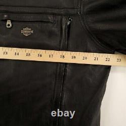 Harley Davidson Leather Jacket Large Shifter Black Embossed Bar Shield Zip Vents