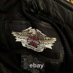 Harley Davidson Leather Jacket Large Shifter Black Embossed Bar Shield Zip Vents