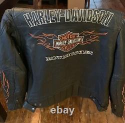 Harley Davidson Leather Jacket Men's Small. Bar & Shield Racing Flames. Pig Skin