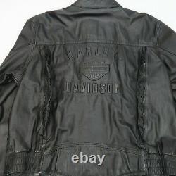 Harley Davidson Leather Jacket SHIFTER Black Embossed Bar Shield Vents Size L
