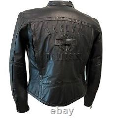 Harley Davidson Leather Jacket SHIFTER XS Black Embossed Bar Shield 98136-03VW