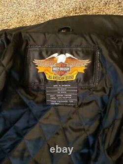 Harley Davidson Leather Jacket with Embossed Bar & Shield, Black, Size Large