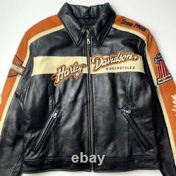 Harley Davidson Leather Men's Black HD Bar Shield Riders Jacket Size L