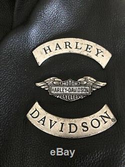Harley Davidson Leather Motorcycle Jacket 90s embossed Eagle Bar & Shield Mens L