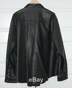 Harley Davidson Leather Shirt Jacket Men's size XXL Black Bar Shield Snap Closer