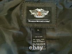 Harley Davidson Leather Vest Mens 3XL Black Orange Stock Bar Shield Snap