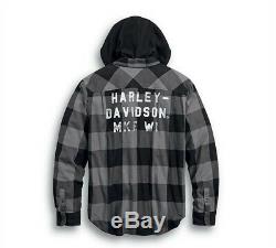 Harley-Davidson Lined Hooded Shirt Jacket #1 Bar & Shield Embroidered 99007-20V