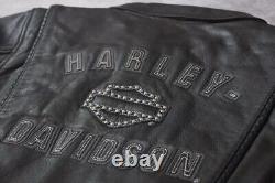 Harley Davidson M HERITAGE Leather Jacket 98064-13VW Braided Bling Bar & Shield