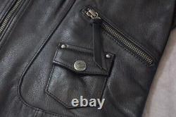 Harley Davidson M HERITAGE Leather Jacket 98064-13VW Braided Bling Bar & Shield