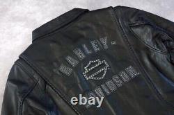 Harley Davidson M HERITAGE Leather Jacket 98064-13VW Braided Bling Bar & Shield