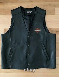Harley Davidson MENS X-LARGE Leather Vest 98150-06VM with Bar & Shield Embroidery