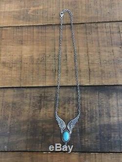 Harley Davidson MOD. 925 Sterling Silver Turquoise Wing Bar& Shield Necklace