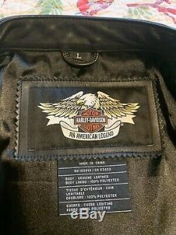 Harley Davidson Men Large L Bar & Shield Logo Black Leather Jacket Perfect